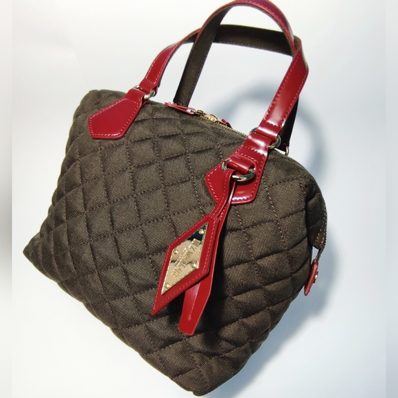 MZ Wallace Handbags - MZ Wallace Quilted Satchel Shoulder Bag With Oxblood Leather Diamond Logo